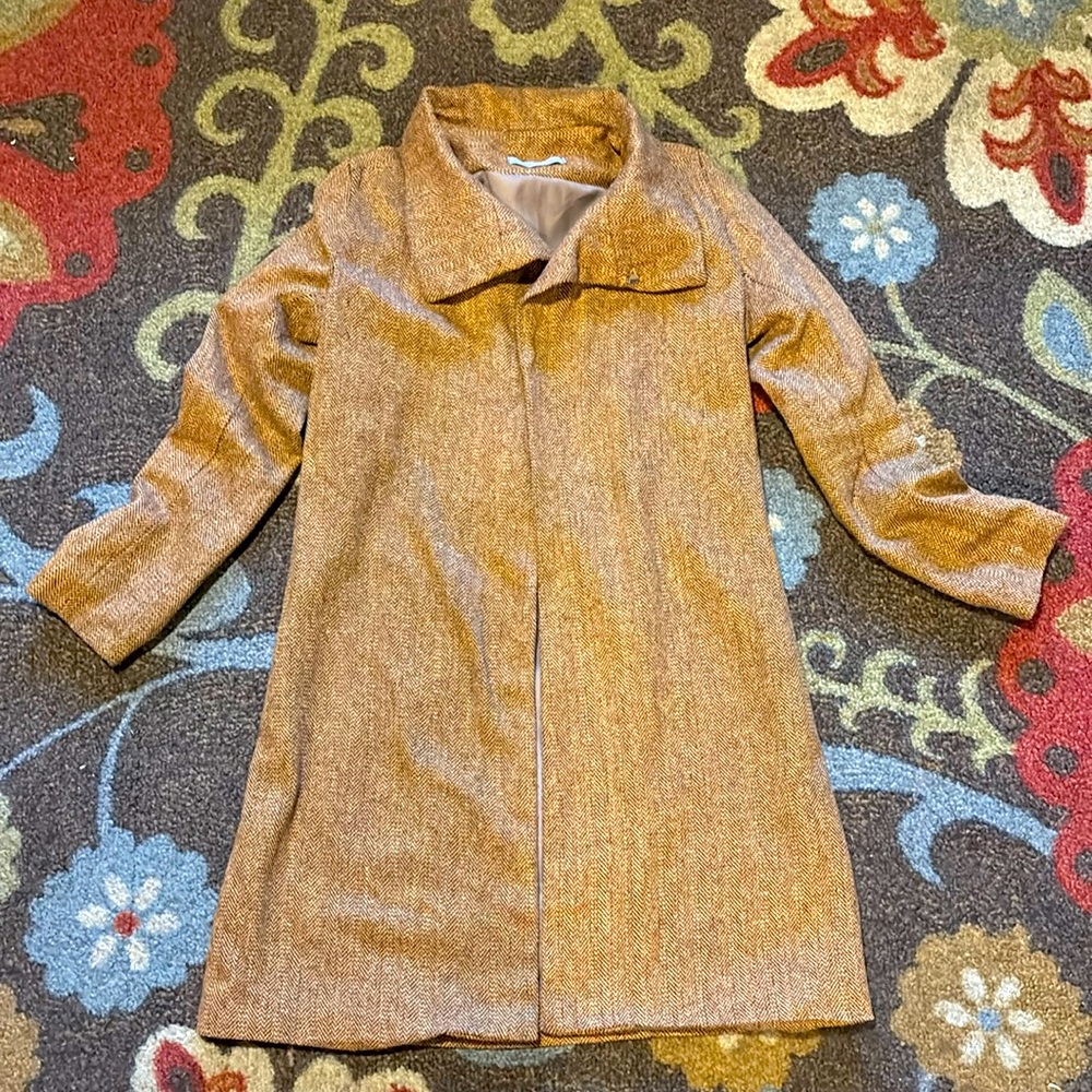 Andrew Linton Vintage Mod Wool Herringbone Lined Jacket xs-0